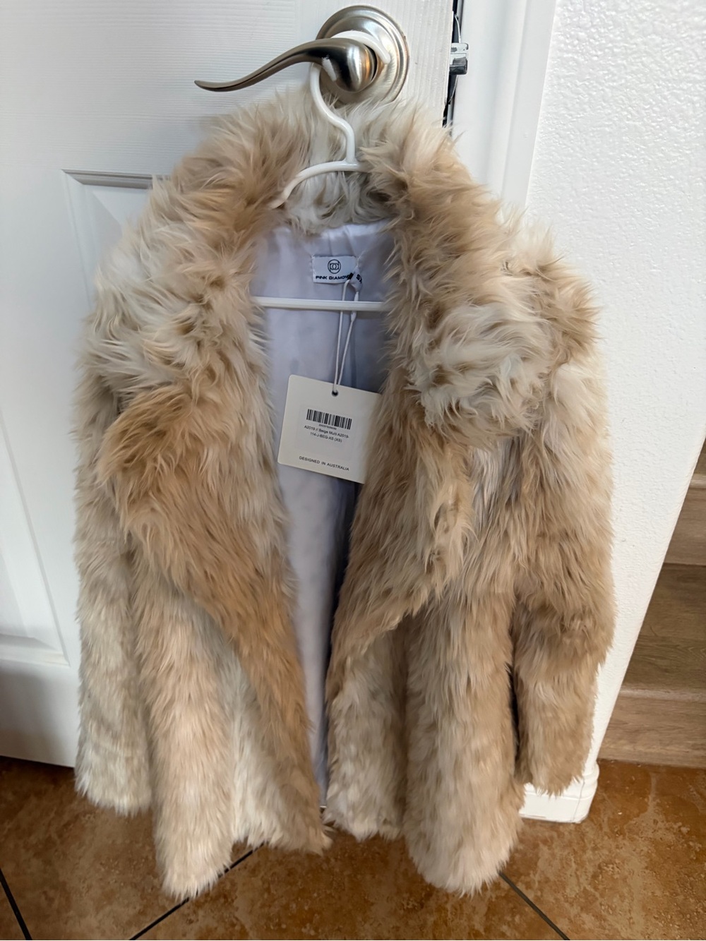Diamond Supply Co. Cream Plush Faux Fur Jacket